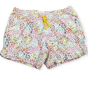 Lands' End Girl's White Red Orange Pink Green Floral Shorts XL 14-16 Cotton